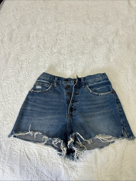 Abercrombie & Fitch Pants - Abercrombie & Fitch Distressed Button-Fly Blue Denim Shorts